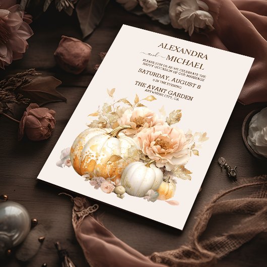 Invitation Mariage de Citrouille de Parties scintillant d'or