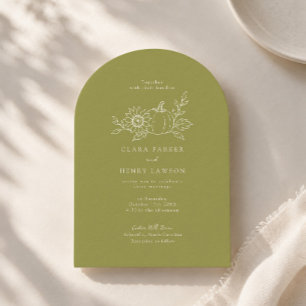 Invitation Mariage de citrouille de tournesol de vert olive d