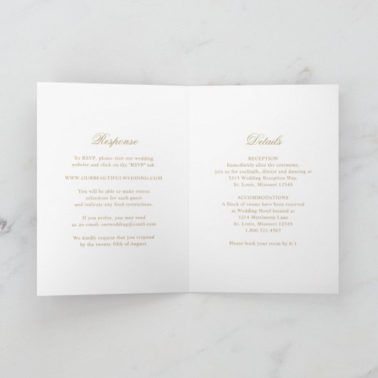 Invitation Mariage de classe Gold Clean (Intérieur)