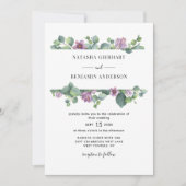Invitation Mariage de code de l'Eucalyptus de verdure pourpre (Devant)