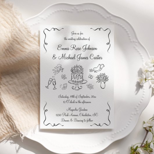 Invitation Mariage de code QR à main lunaire moderne