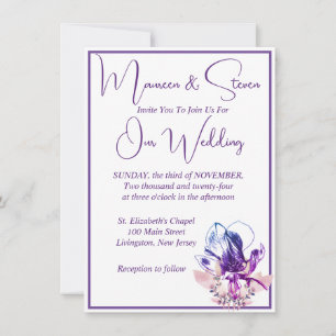 Invitation Mariage de code QR blanc élégant de l'orchidée