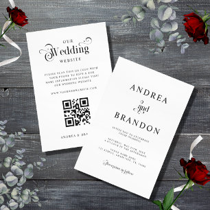 Invitation Mariage de code QR blanc épuré minimaliste tout en
