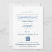 Invitation Mariage de code QR bleu marine tout-en-un d'Edgart (Dos)