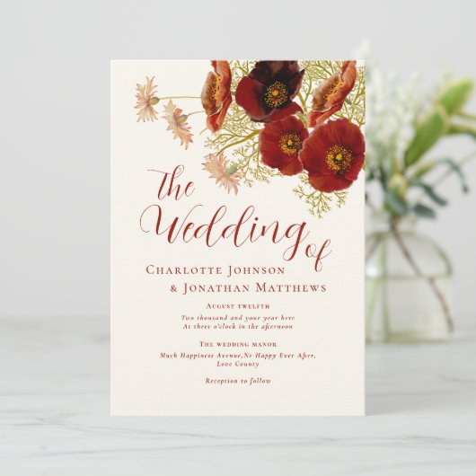 Invitation Mariage de code QR Boho Fleur sauvage Fall (Debout devant)