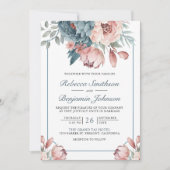 Invitation Mariage de code QR couleur bleu et rose (Devant)