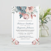 Invitation Mariage de code QR couleur bleu et rose (Debout devant)