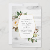 Invitation Mariage de code QR de grange rustique florale blan (Devant)