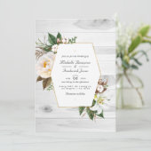 Invitation Mariage de code QR de grange rustique florale blan (Debout devant)