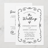 Invitation Mariage de code QR de la bordure de Doodle tiré à  (Devant / Derrière)