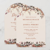 Invitation Mariage de code QR de la chaîne florale rustique (Devant / Derrière)