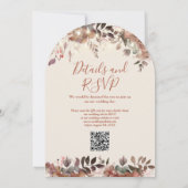 Invitation Mariage de code QR de la chaîne florale rustique (Dos)