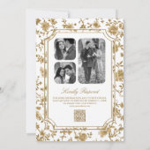 Invitation Mariage de code QR de la Chinoiserie blanche et or (Dos)