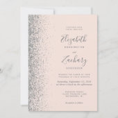 Invitation Mariage de code QR de la Parties scintillant argen (Devant)