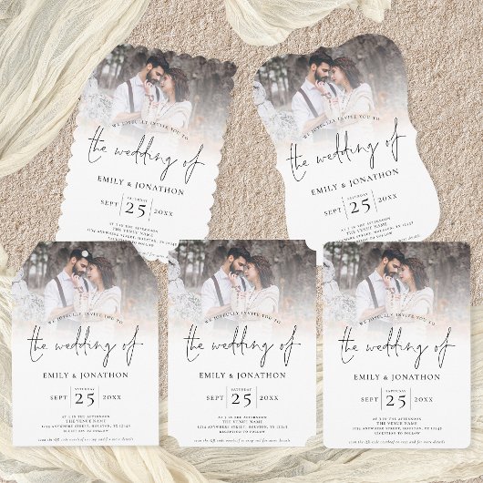 Invitation Mariage de code QR de la photo de script moderne