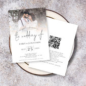 Invitation Mariage de code QR de la photo de script moderne