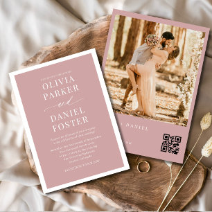 Invitation Mariage de code QR de la photo rose