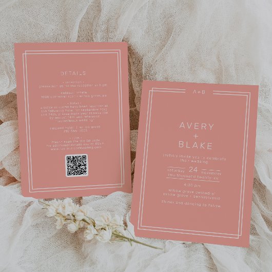 Invitation Mariage de code QR de l'AVERTISSEMENT minimal pour