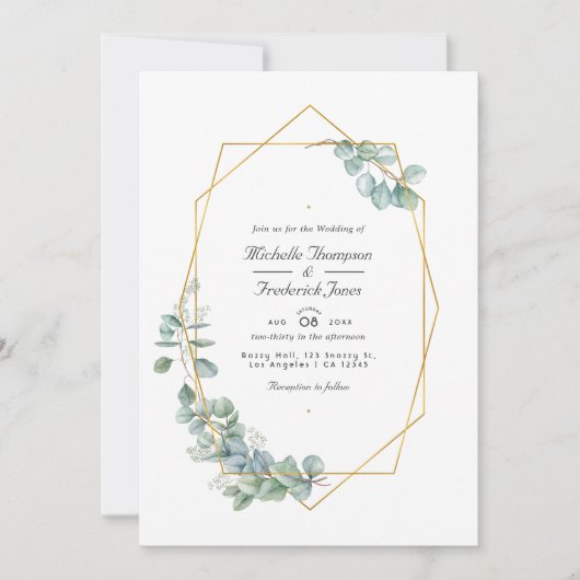 Invitation Mariage de code QR de l'Eucalyptus géométrique de  (Devant)