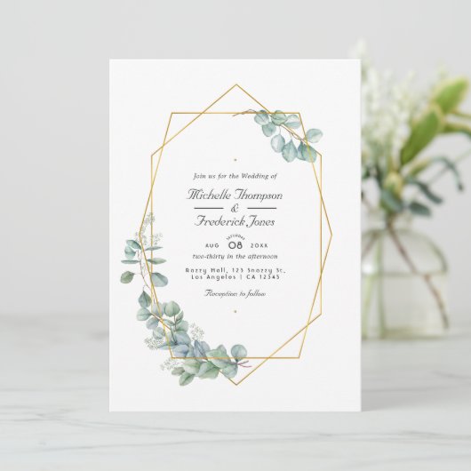 Invitation Mariage de code QR de l'Eucalyptus géométrique de  (Debout devant)