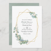 Invitation Mariage de code QR de l'Eucalyptus géométrique de  (Devant / Derrière)