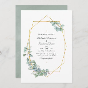 Invitation Mariage de code QR de l'Eucalyptus géométrique de 