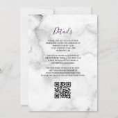 Invitation Mariage de code QR de marbre d'agate d'argent viol (Dos)