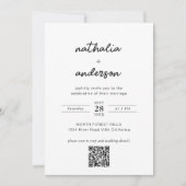 Invitation Mariage de code QR de photo de script simple moder (Devant)