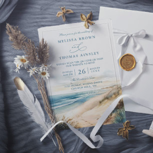 Invitation Mariage de code QR de plage d'océan d'été à l'aqua