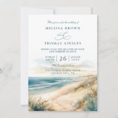 Invitation Mariage de code QR de plage d'océan d'été à l'aqua (Devant)
