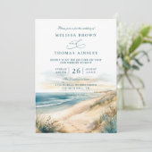 Invitation Mariage de code QR de plage d'océan d'été à l'aqua (Debout devant)