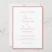 Invitation Mariage de code QR de script de bordure rose pouss (Devant)