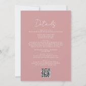 Invitation Mariage de code QR de script de bordure rose pouss (Dos)