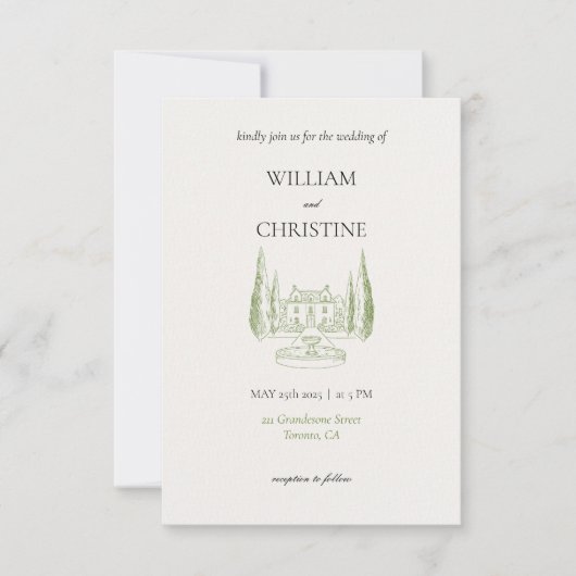 Invitation Mariage de code QR de script moderne classique (Devant)