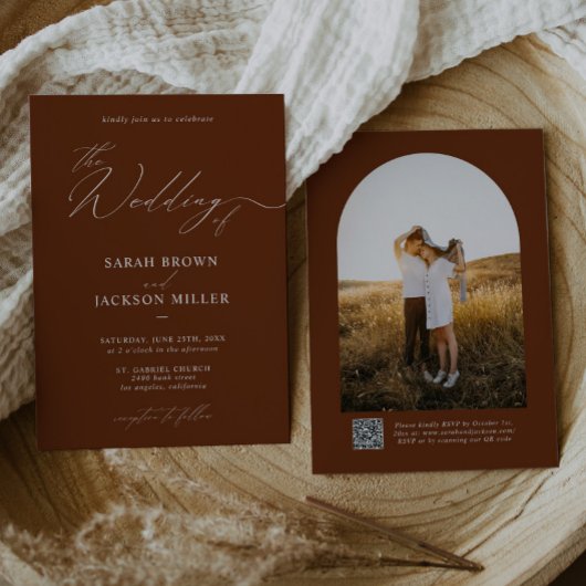 Invitation Mariage de code QR de script simple et élégant de