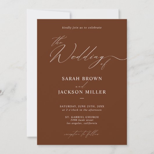 Invitation Mariage de code QR de script simple et élégant de (Devant)