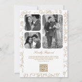 Invitation Mariage de code QR de Victoria blanc et d'or catho (Dos)