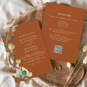 Invitation Mariage de code QR d'Eucalyptus tout en un orange
