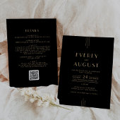 Invitation Mariage de code QR d'or noir Art Déco