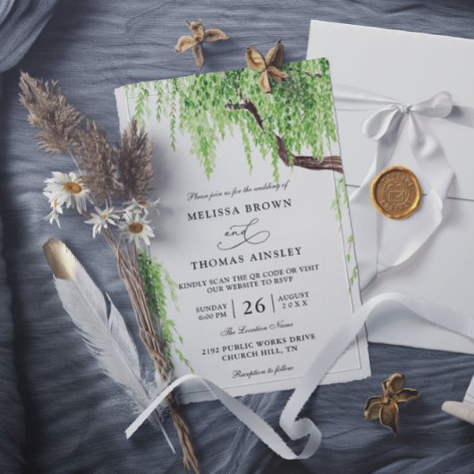 Invitation Mariage de code QR du budget de la plaie de l'arbr