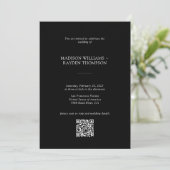 Invitation Mariage de code QR du budget noir moderne (Debout devant)