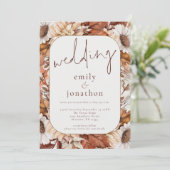 Invitation Mariage de code QR du cadre de fleurs en terre cui (Debout devant)