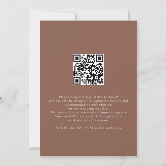 Invitation Mariage de code QR du cadre de fleurs en terre cui (Dos)