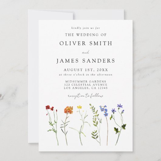 Invitation Mariage de code QR du Gay pride Fleur sauvage mini (Devant)