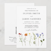 Invitation Mariage de code QR du Gay pride Fleur sauvage mini (Devant / Derrière)