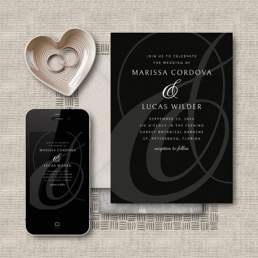 Invitation Mariage de code QR du script d'analyse blanc noir