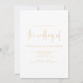 Invitation Mariage de code QR du script d'or de champagne mod (Devant)