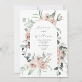 Invitation Mariage de code QR du script Dusty Rose Eucalyptus (Devant)