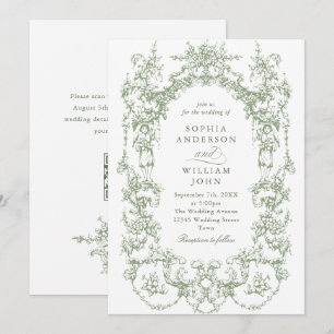 Invitation Mariage de code QR écologique de l'Orné victorien 