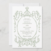 Invitation Mariage de code QR écologique de l'Orné victorien (Devant)